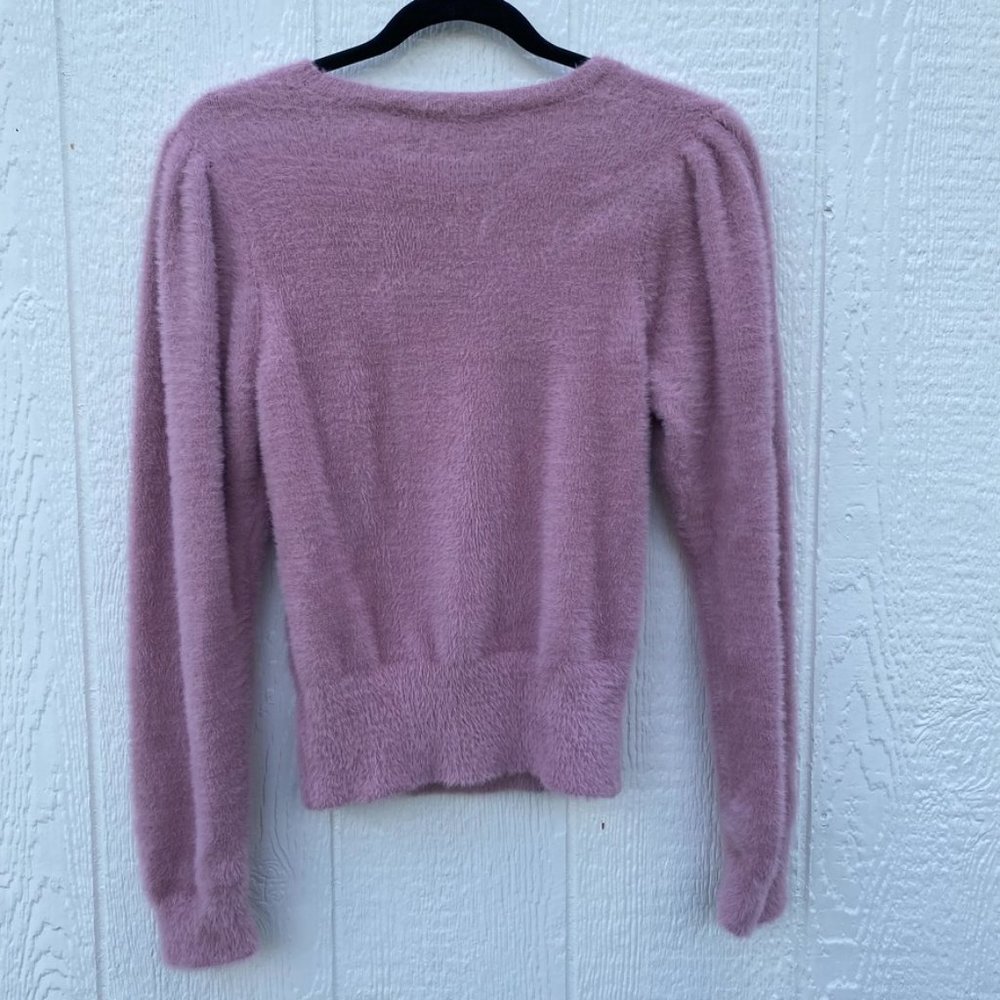 ASTR the Label Square Neck Faux Fur Fuzzy Sweater Pink Size Large - Picture 7 of 8